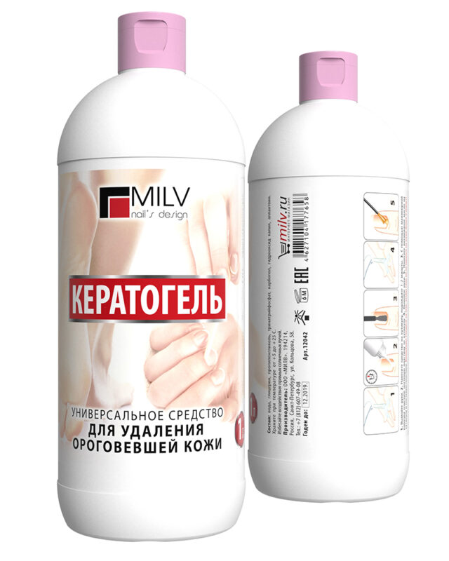 Средство для удаления ороговевшей кожи "Кератогель универсальный" MILV, 1 литр